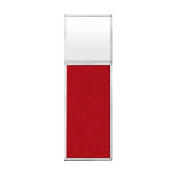 Versare Hush Panel Configurable Cubicle Partition 2' x 6' W/ Window Red Fabric Frosted Window 1852227-3